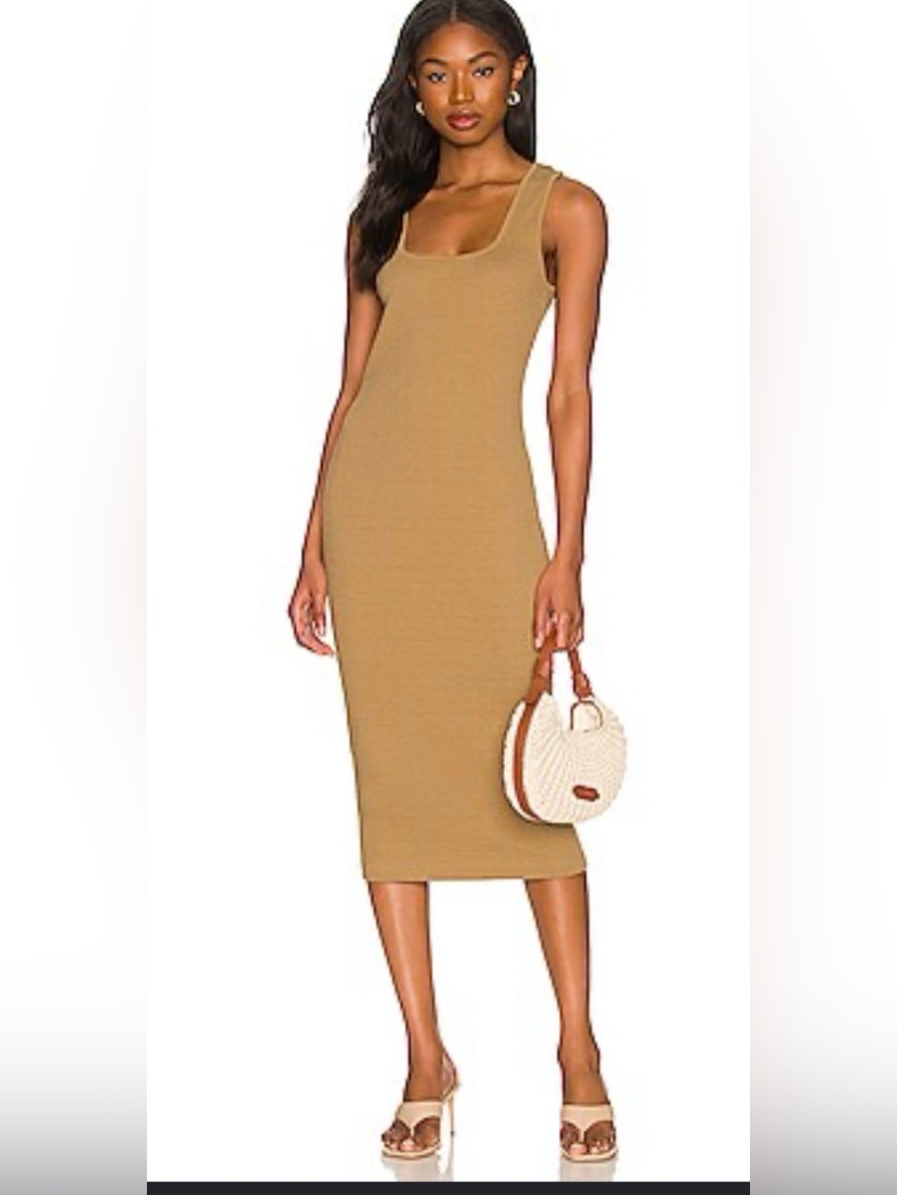 ENZA COSTA Puckered Knit Dress in Italian Clay